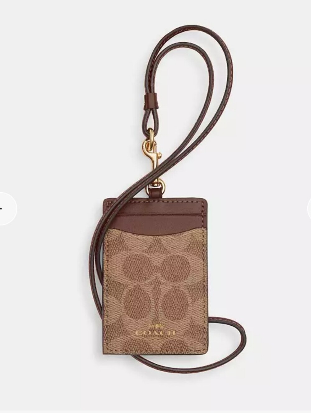 COACH ID Lanyard GOLD/TAN/BROWN Like New
